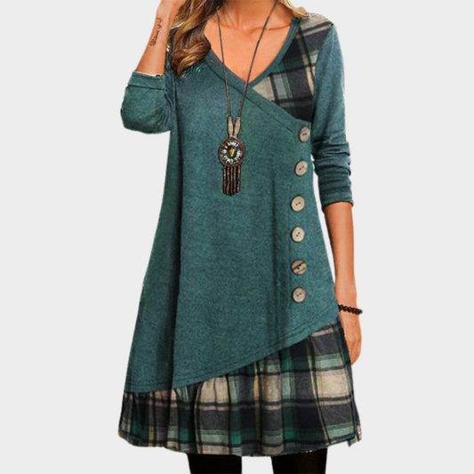 DAWN™ | GERUITE GROENE JURK MET DAMES